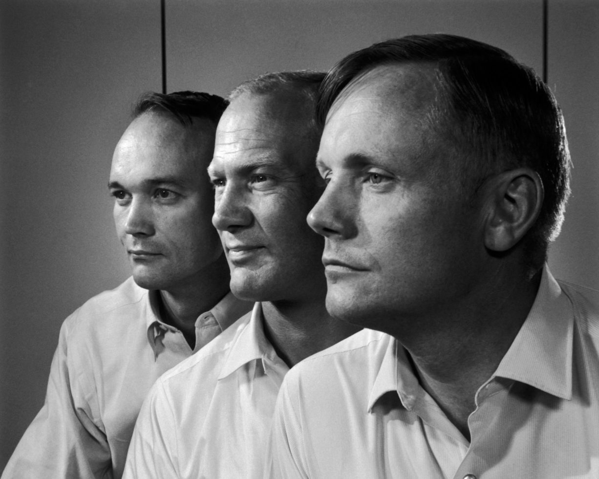 Apollo 11 crew, 1969. Michael Collins, Edwin 'Buzz' Aldrin, Neil Armstrong