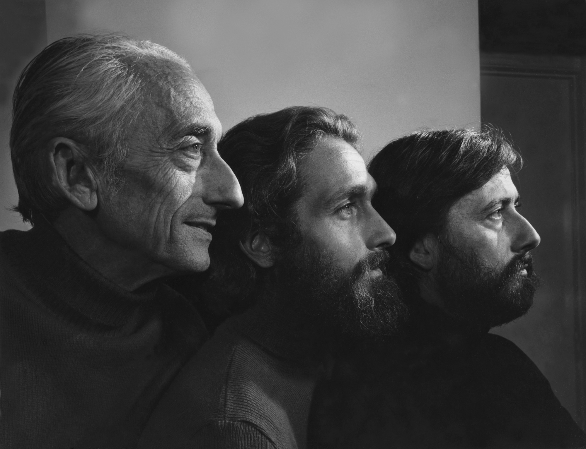 Jacques Cousteau and Jean-Michel and Phillipe Cousteau